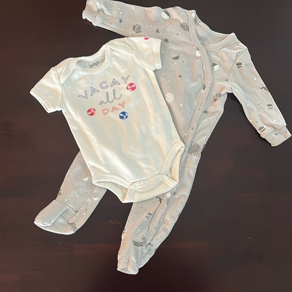 Indigo Baby Onesie and Footsie 0-3M
